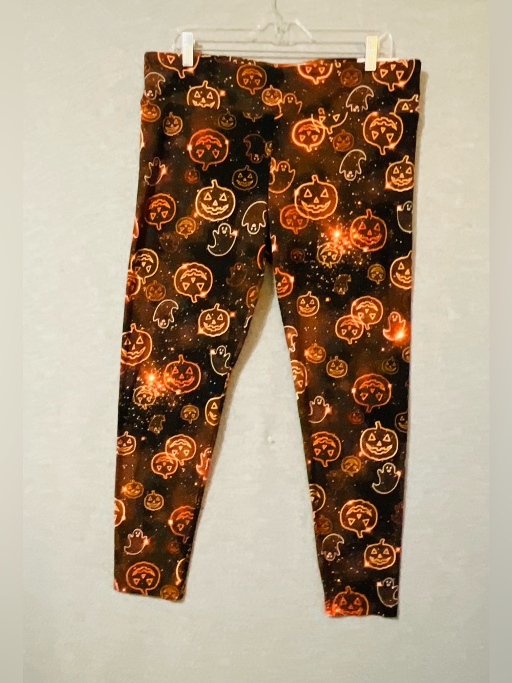 No boundaries Halloween Pumpkin & Ghost Print Leggings - Orange/Black Sz XXXL